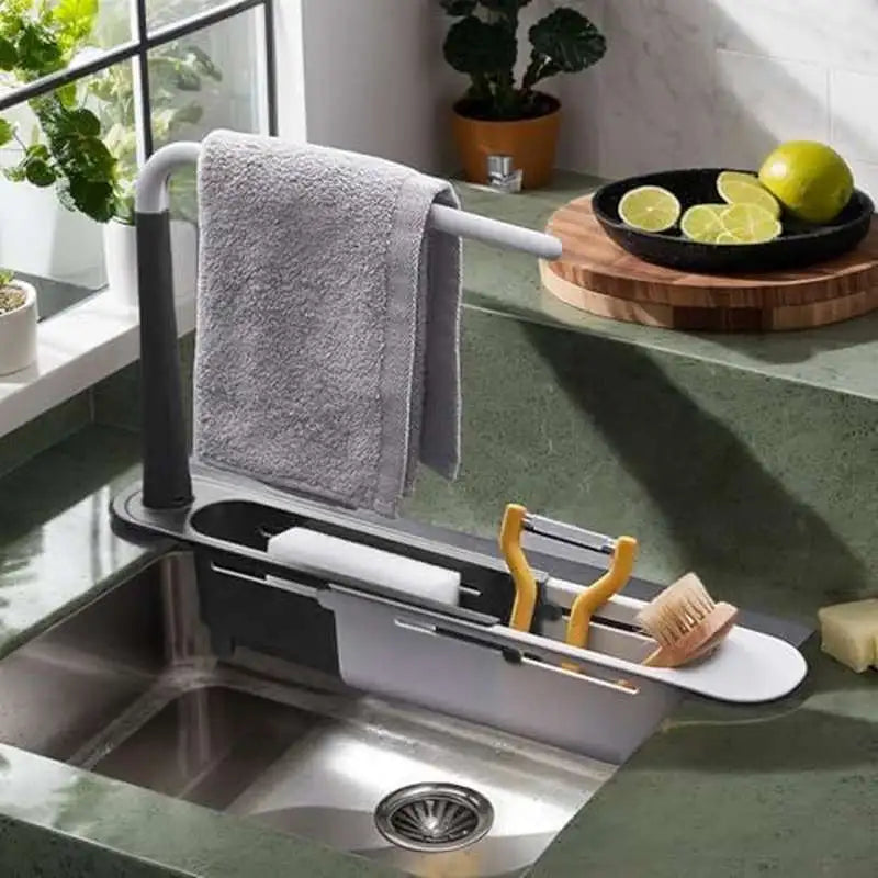 Telescopic Sink Storage Rack Kitchen Organizer Soap Sponge Holder