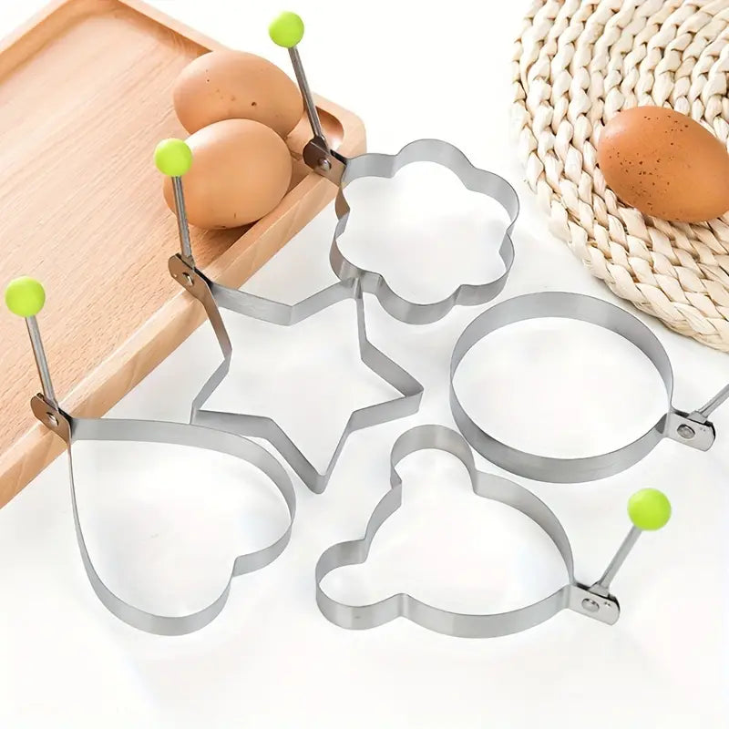 5 Styles Stainless Steel Fried Egg Mold - DIY Breakfast Pancake Shaper