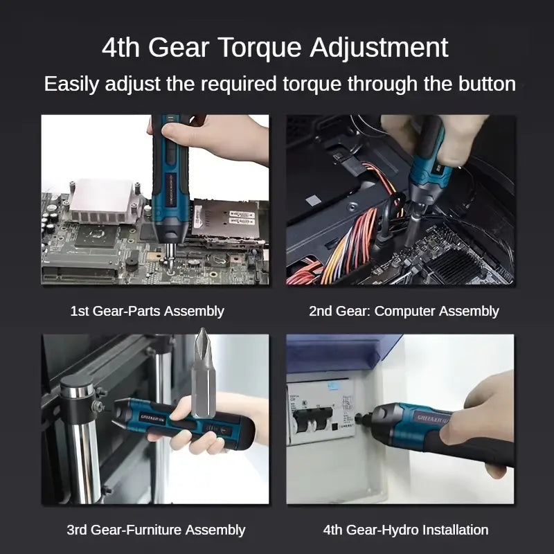 20-in-1 Cordless Screwdriver Kit – USB Rechargeable, LED Work Light, 4-Speed Torque (Max 5 Nm)