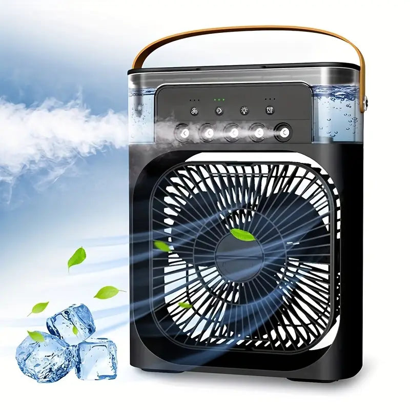 Kompakter 3-in-1-Mini-Luftkühler mit LED-Nachtlichtern, tragbarer Klimaanlage, Ventilator und Luftbefeuchter für den Heim- und Bürogebrauch
