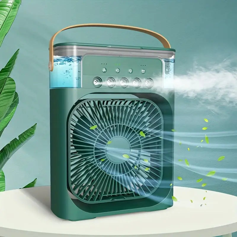 Kompakter 3-in-1-Mini-Luftkühler mit LED-Nachtlichtern, tragbarer Klimaanlage, Ventilator und Luftbefeuchter für den Heim- und Bürogebrauch