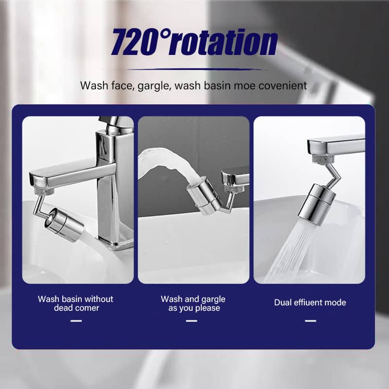 Universal 720 Degree Swivel Faucet Head Splash Proof Filter for Kitchen and Bathroom Sink