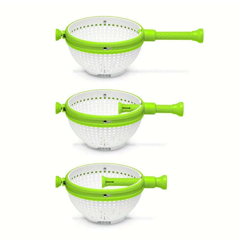 Spinning Colander with Retractable Handle for Veggies and Pasta