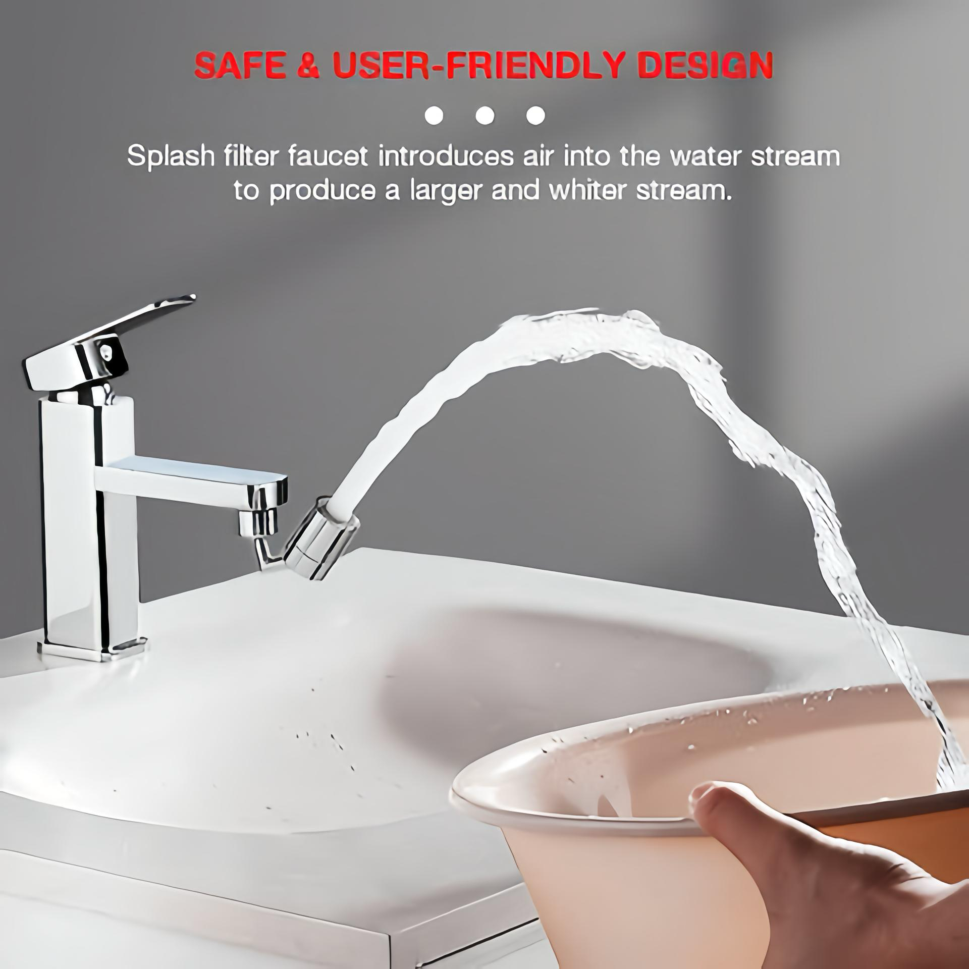 Universal 360° Rotating Splash Filter Faucet — Durable, Easy-Install Design