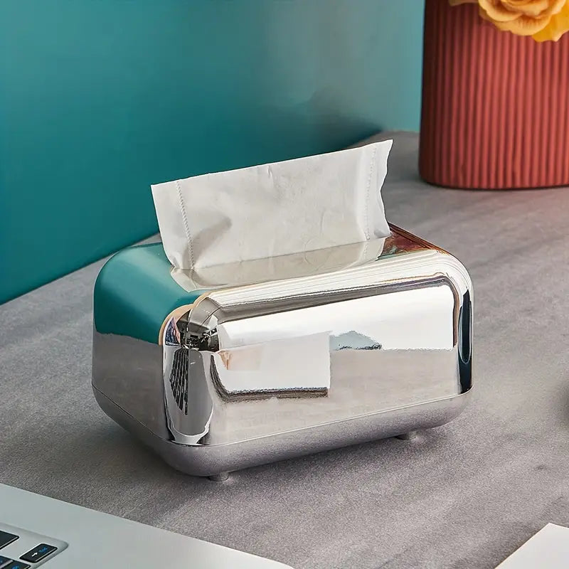 Cromado Electroplated Tissue Box – Elegant Gold & Silver