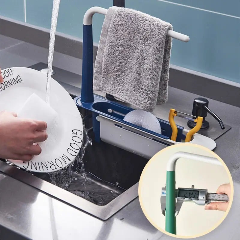 Telescopic Sink Storage Rack Kitchen Organizer Soap Sponge Holder