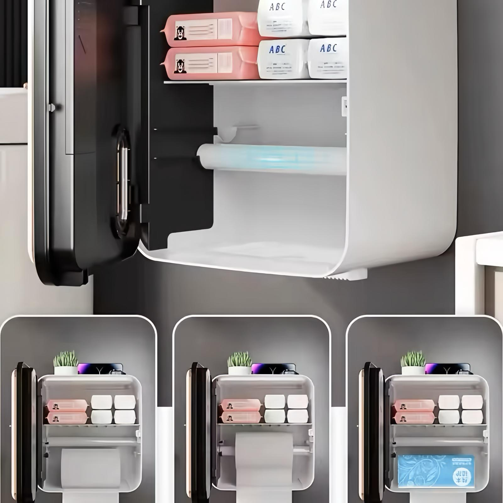 Smart Wall-Mounted Black Tissue Holder with Aromatherapy