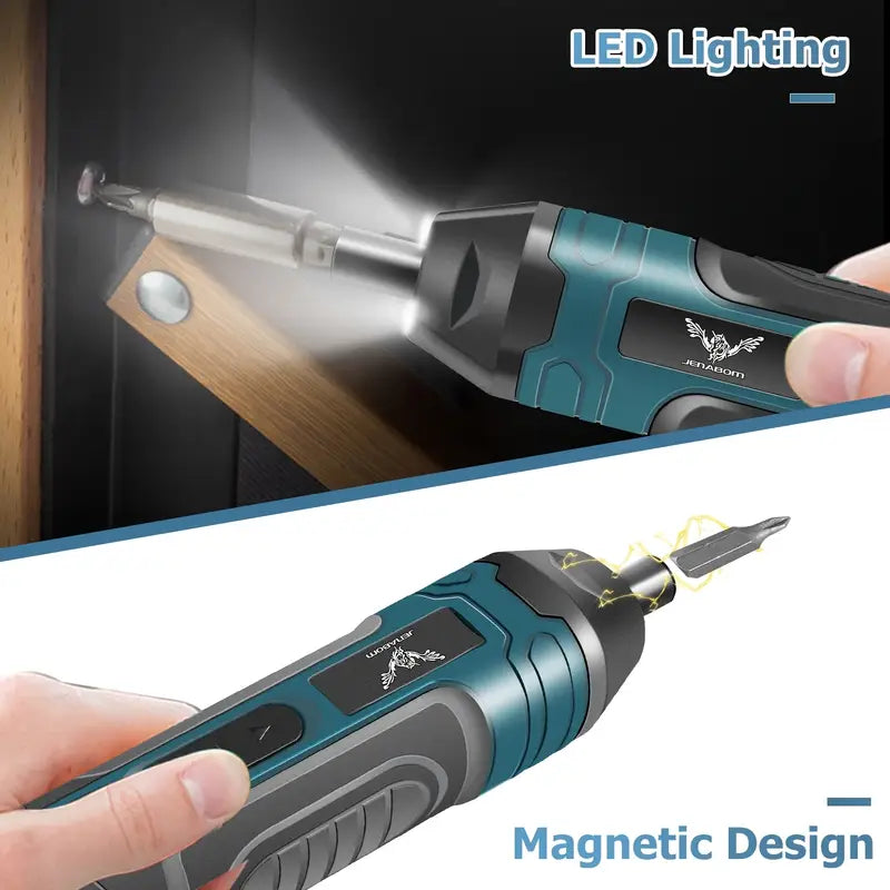 20-in-1 Cordless Screwdriver Kit – USB Rechargeable, LED Work Light, 4-Speed Torque (Max 5 Nm)