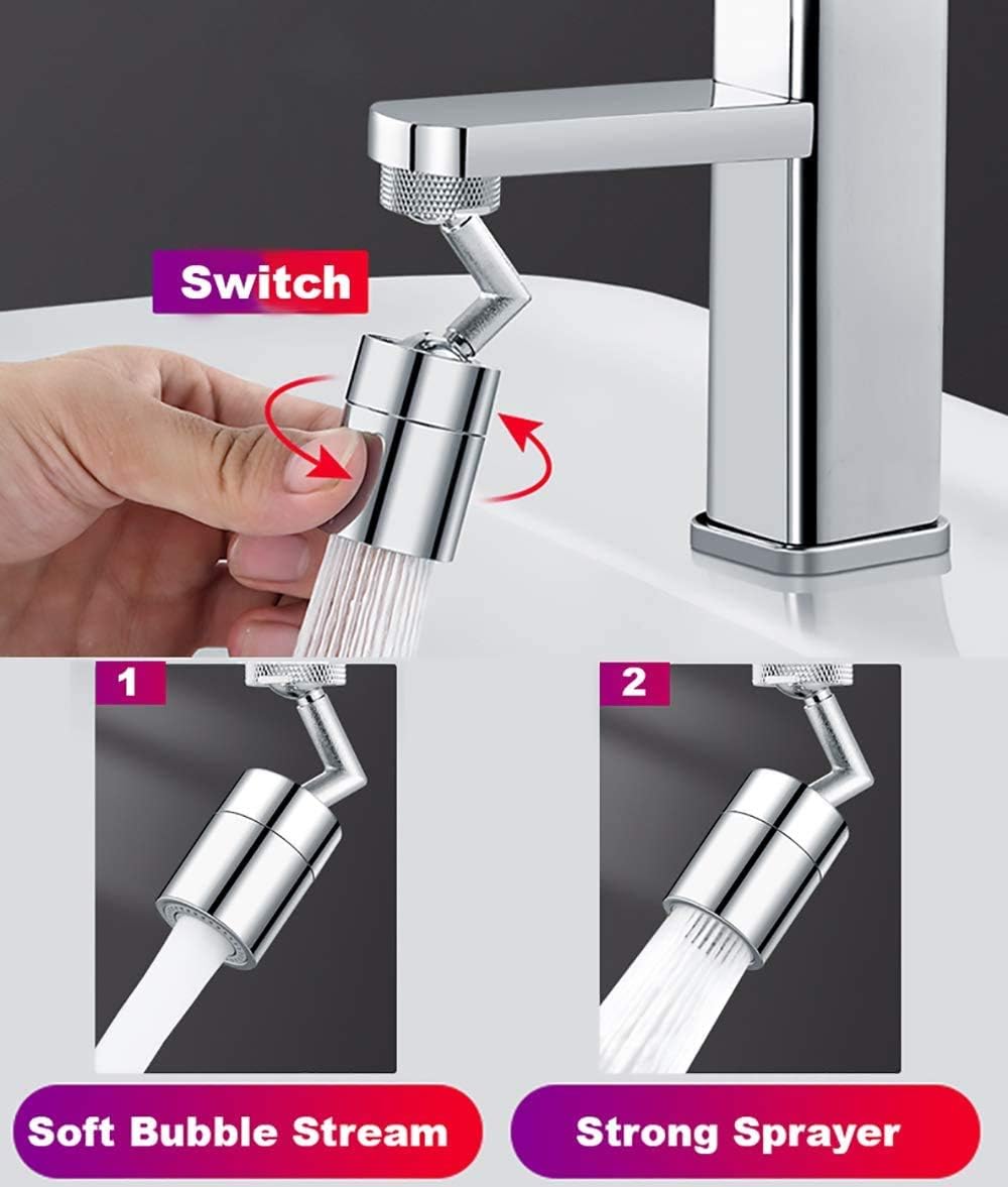 Universal 720 Degree Swivel Faucet Head Splash Proof Filter for Kitchen and Bathroom Sink