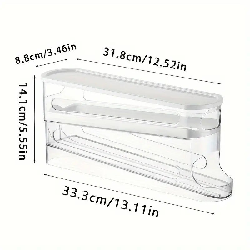 Double Layer Rolling Egg Storage Box, Space Saving Organizer