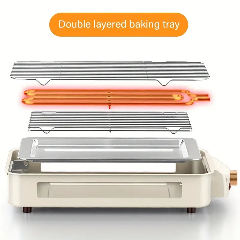 Smokeless Indoor Electric Grill & Griddle – 1500W 2-in-1 Portable Grill with Non-Stick Removable Plates, Adjustable Temperature Control & Raclette Cheese Pans