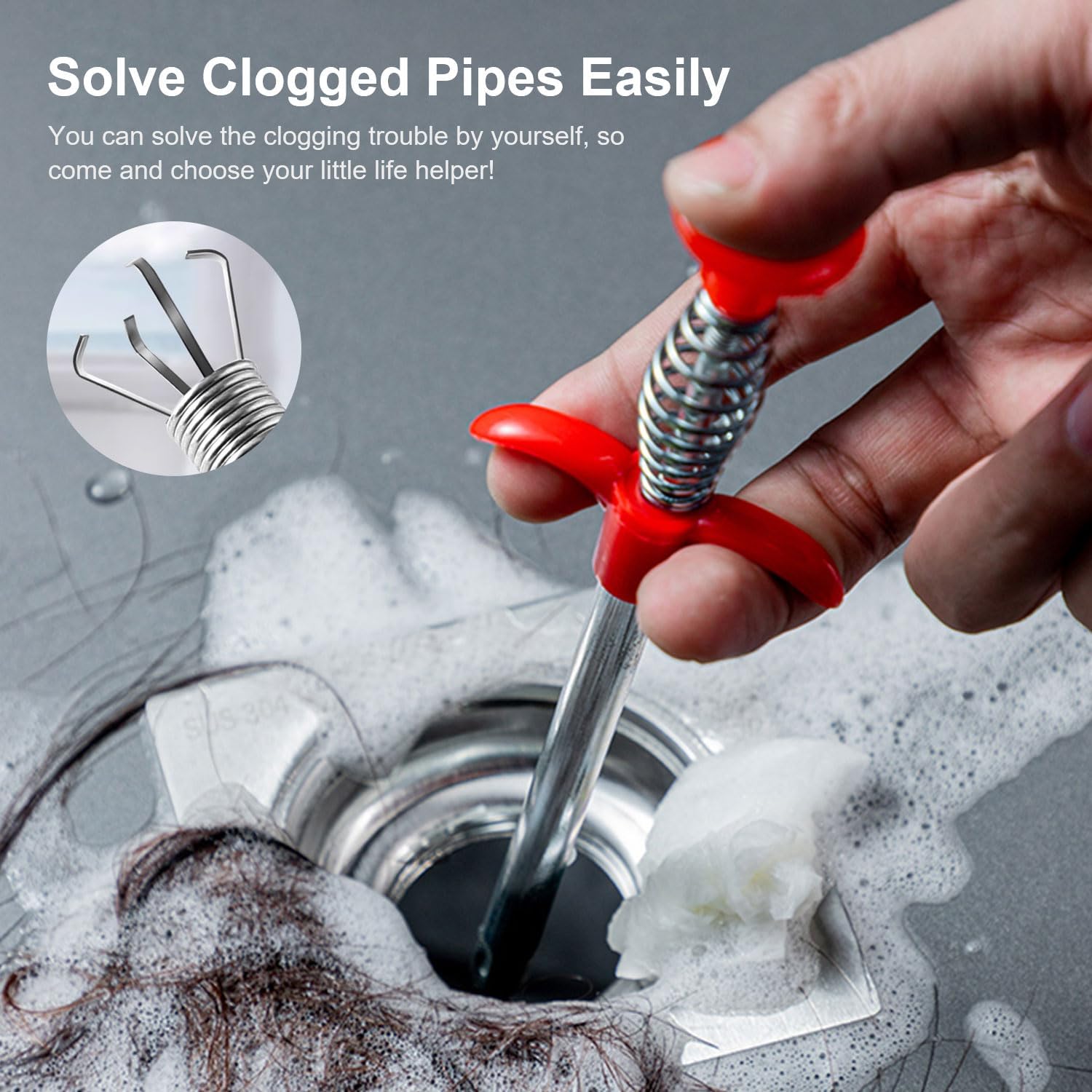 Flexible Bendable Grabber Tool with 4 Claws – Drain Clog Remover for Kitchen Sinks, Toilets, and Home Use