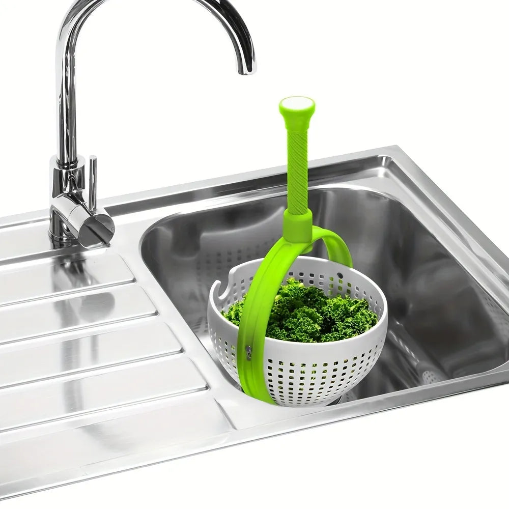 Spinning Colander with Retractable Handle for Veggies and Pasta