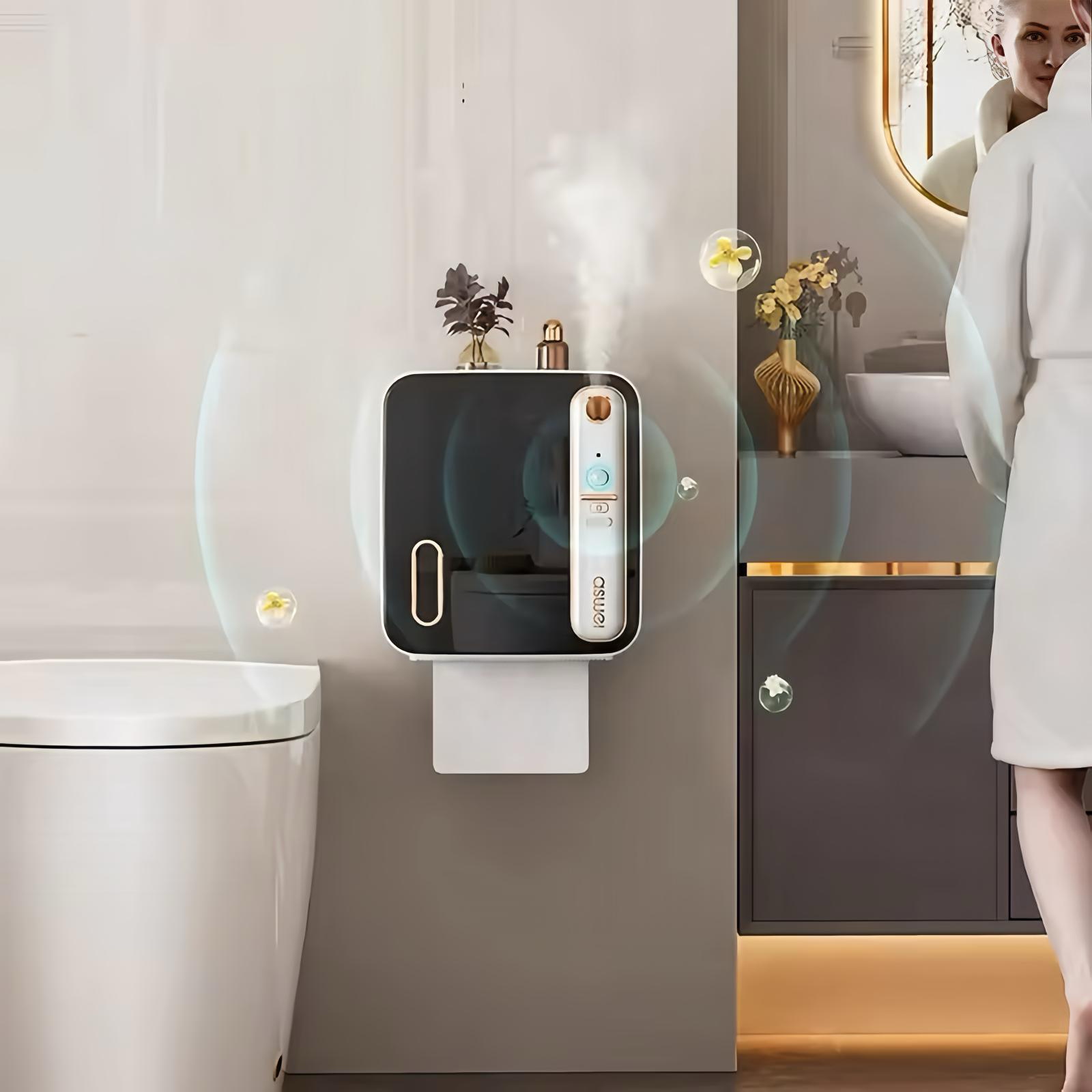 Smart Wall-Mounted Black Tissue Holder with Aromatherapy