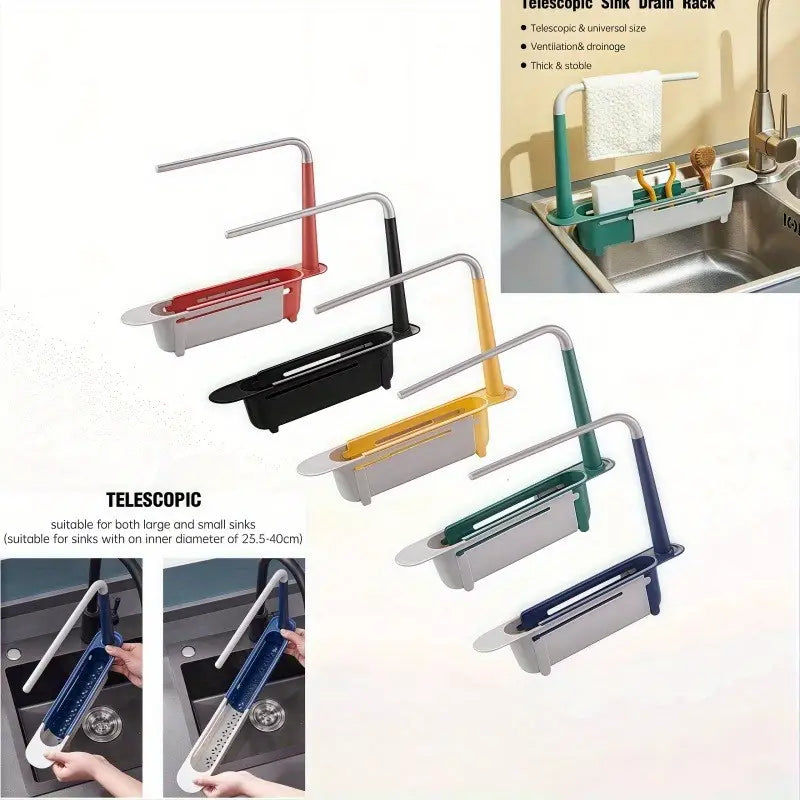 Telescopic Sink Storage Rack Kitchen Organizer Soap Sponge Holder