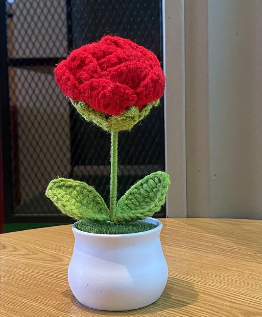 Handwoven Wool Lily & Mini Flowers Pot