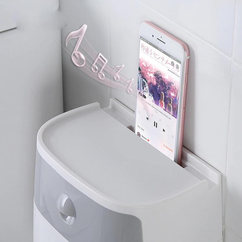 Multi-Function Toilet Paper Dispenser with Storage Shelf & No-Drill Mount