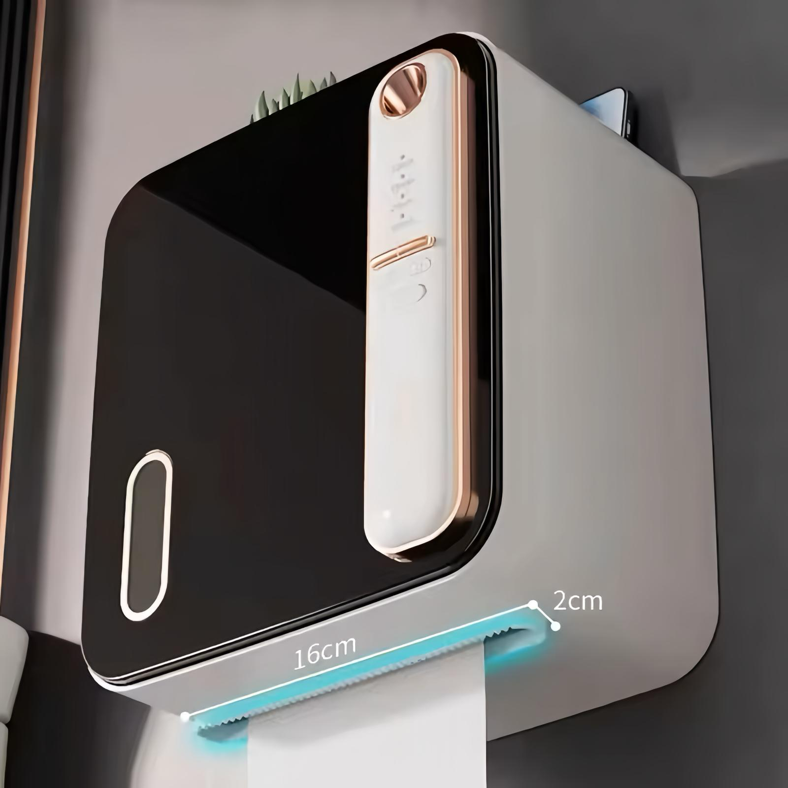 Smart Wall-Mounted Black Tissue Holder with Aromatherapy