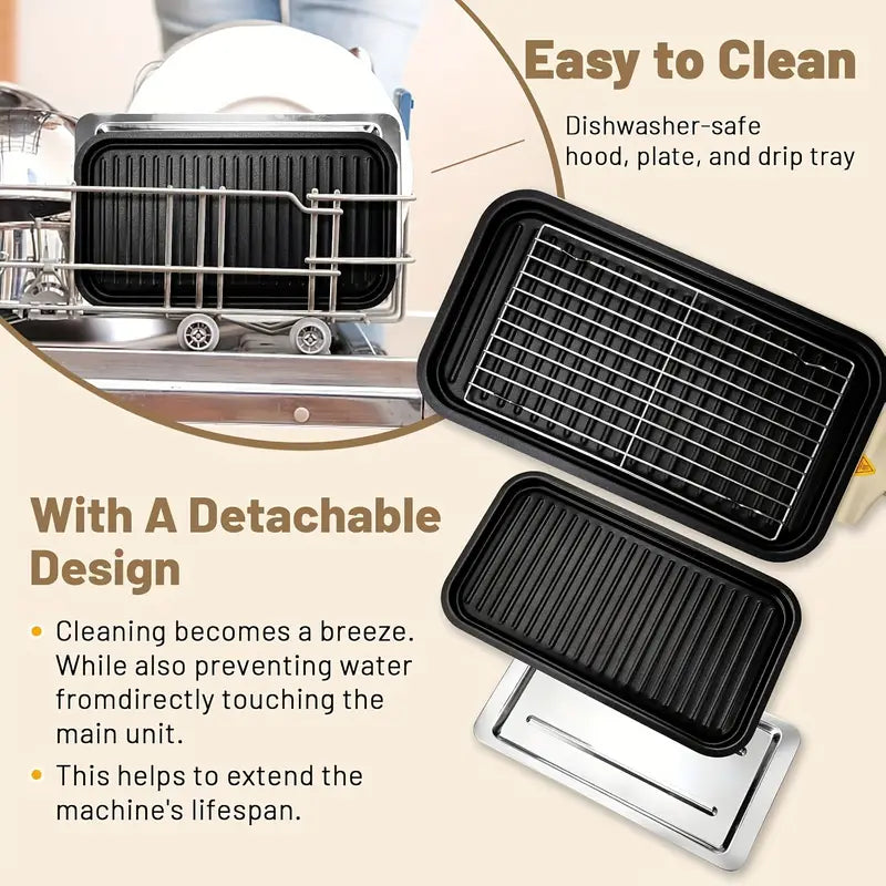 Smokeless Indoor Electric Grill & Griddle – 1500W 2-in-1 Portable Grill with Non-Stick Removable Plates, Adjustable Temperature Control & Raclette Cheese Pans