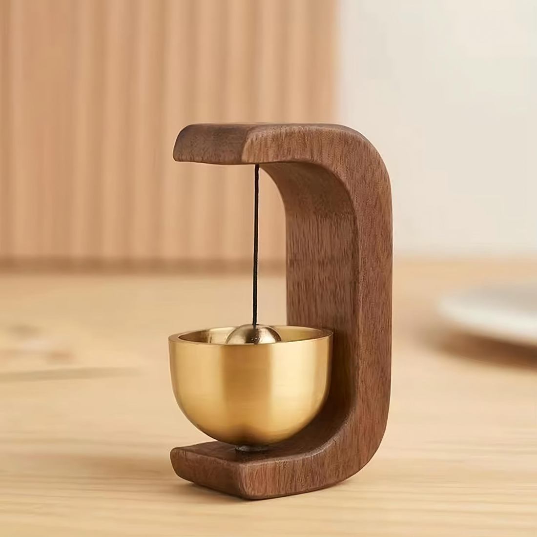 Wooden Wind Bell – Magnetic Copper Chime for Entryway or Car