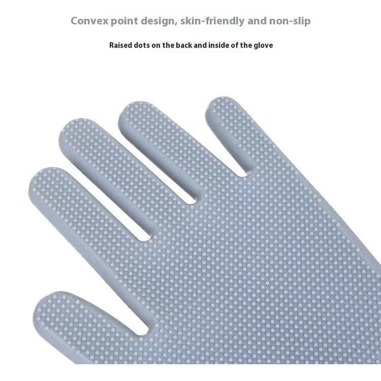 Reusable Magic Silicone Dishwashing Gloves with Built-In Scrubbers