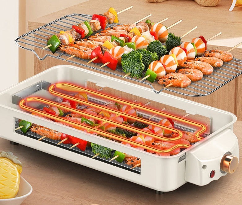 Smokeless Indoor Electric Grill & Griddle – 1500W 2-in-1 Portable Grill with Non-Stick Removable Plates, Adjustable Temperature Control & Raclette Cheese Pans