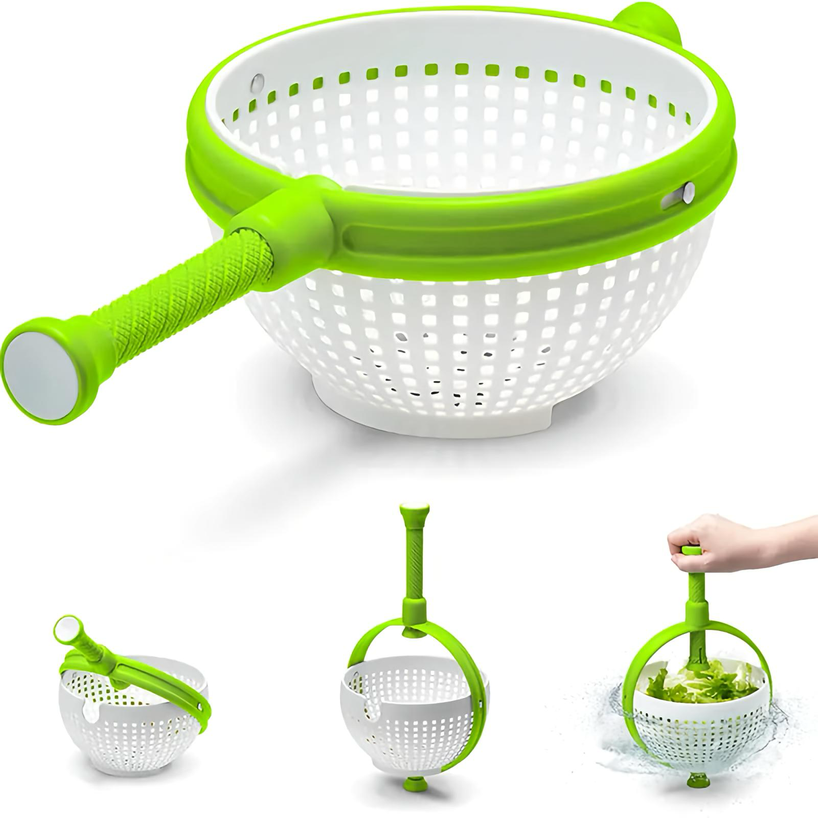 Spinning Colander with Retractable Handle for Veggies and Pasta