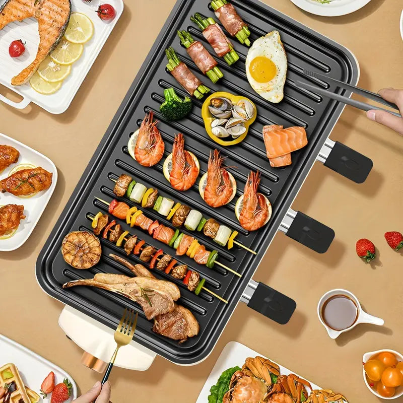 Smokeless Indoor Electric Grill & Griddle – 1500W 2-in-1 Portable Grill with Non-Stick Removable Plates, Adjustable Temperature Control & Raclette Cheese Pans
