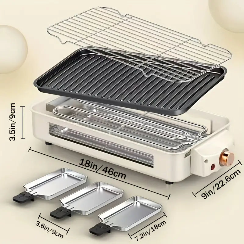 Smokeless Indoor Electric Grill & Griddle – 1500W 2-in-1 Portable Grill with Non-Stick Removable Plates, Adjustable Temperature Control & Raclette Cheese Pans