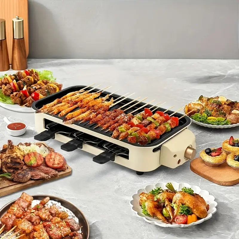 Smokeless Indoor Electric Grill & Griddle – 1500W 2-in-1 Portable Grill with Non-Stick Removable Plates, Adjustable Temperature Control & Raclette Cheese Pans