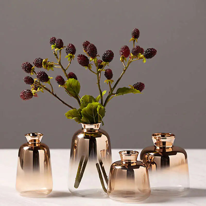 Nordic Style Gold-Trimmed Glass Vase