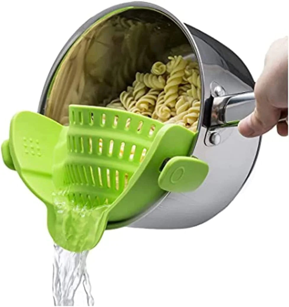 Universal Adjustable Silicone Clip-On Strainer for Pots, Pans, and Bowls