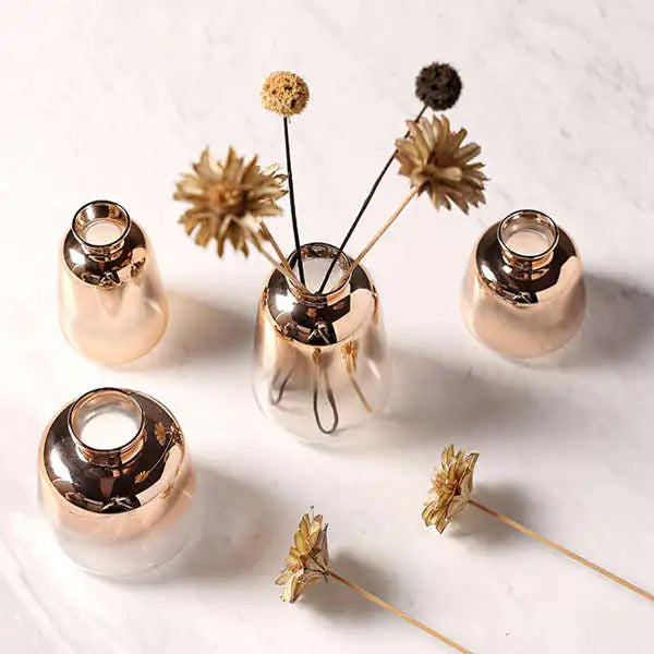 Nordic Style Gold-Trimmed Glass Vase