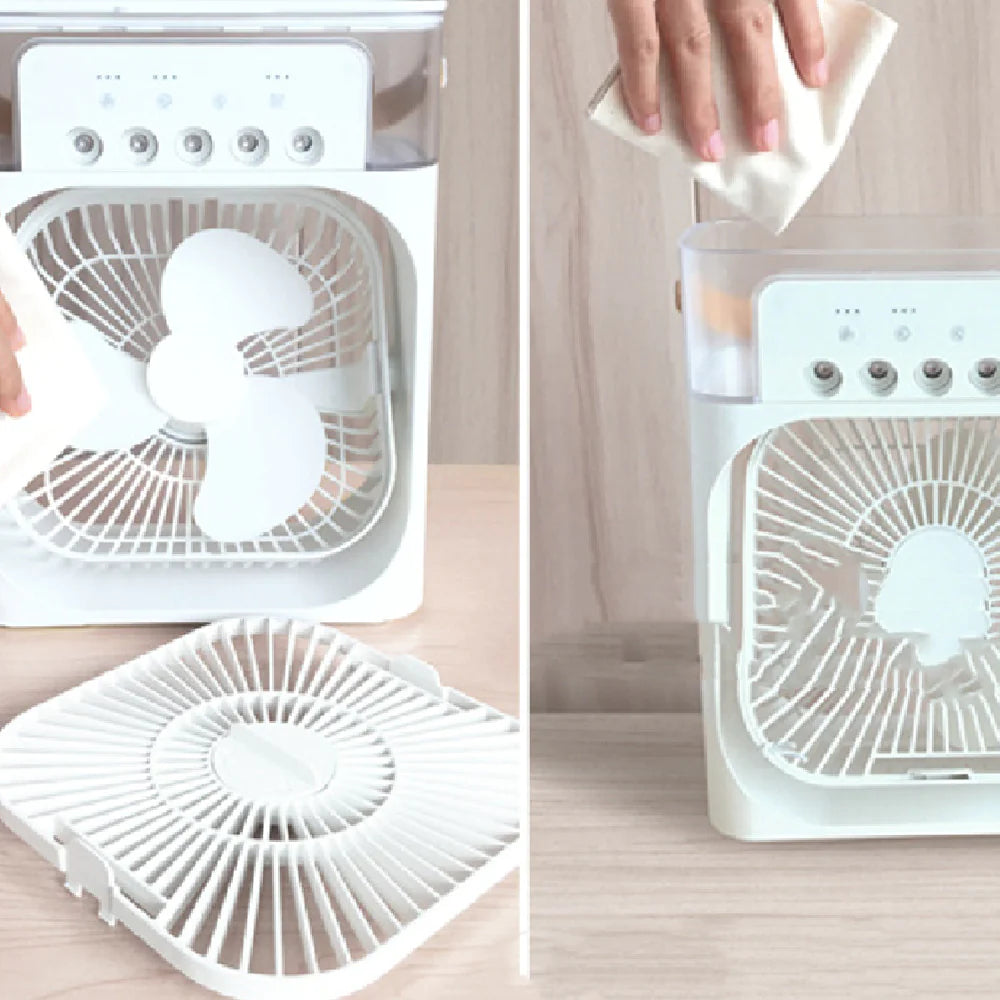 Kompakter 3-in-1-Mini-Luftkühler mit LED-Nachtlichtern, tragbarer Klimaanlage, Ventilator und Luftbefeuchter für den Heim- und Bürogebrauch
