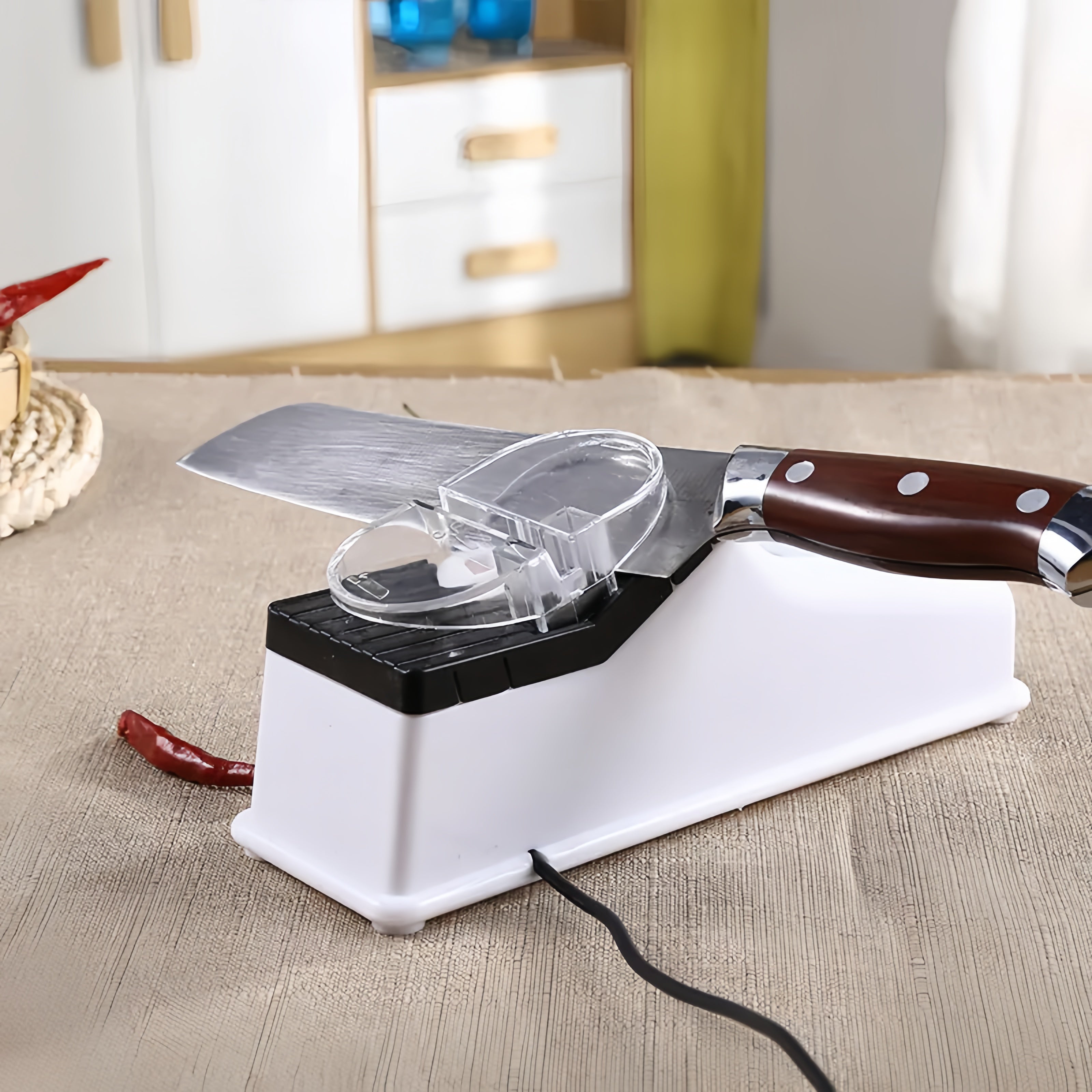 Rechargeable Electric Knife Sharpener - Automatic and Fast Sharpening for Kitchen Knives and Scissors