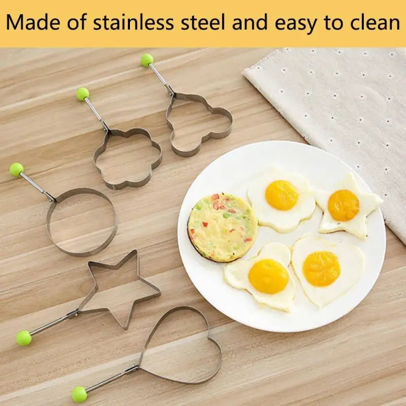 5 Styles Stainless Steel Fried Egg Mold - DIY Breakfast Pancake Shaper