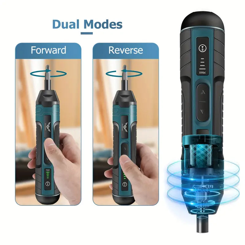 20-in-1 Cordless Screwdriver Kit – USB Rechargeable, LED Work Light, 4-Speed Torque (Max 5 Nm)