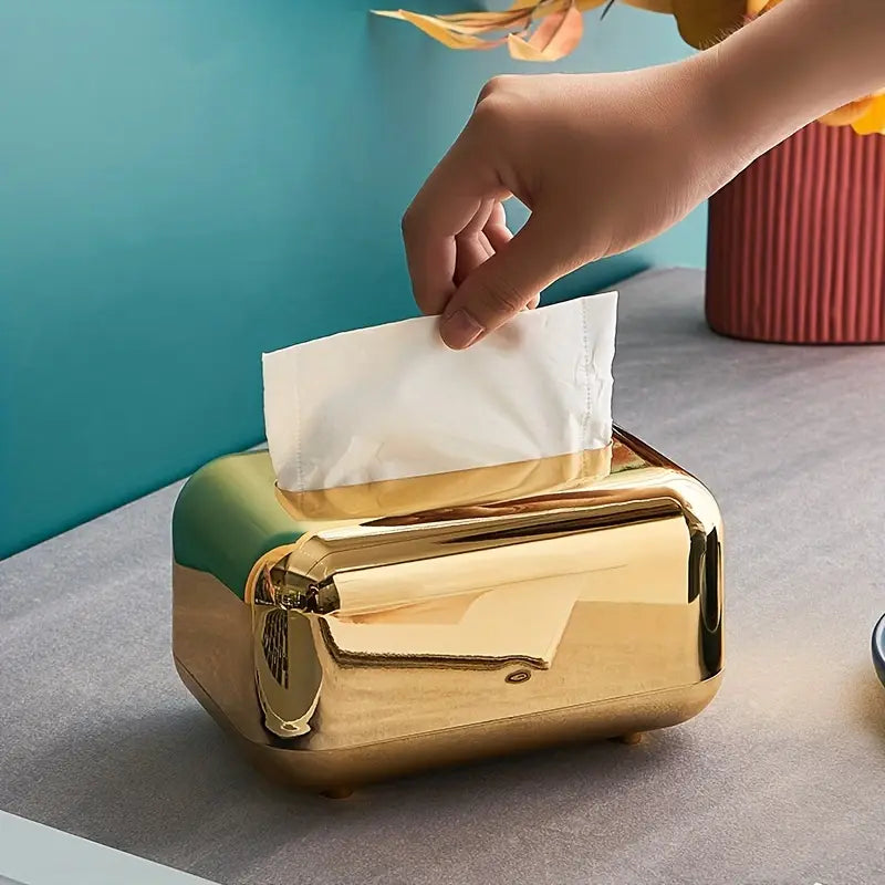 Cromado Electroplated Tissue Box – Elegant Gold & Silver