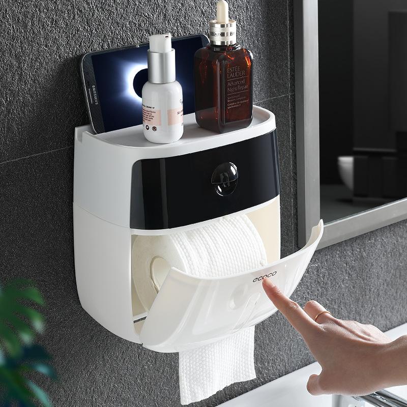 Multi-Function Toilet Paper Dispenser with Storage Shelf & No-Drill Mount