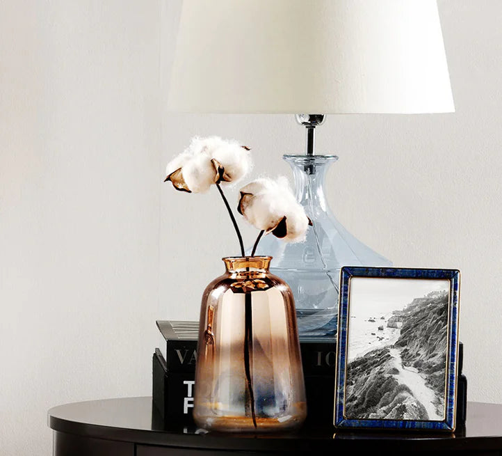 Nordic Style Gold-Trimmed Glass Vase