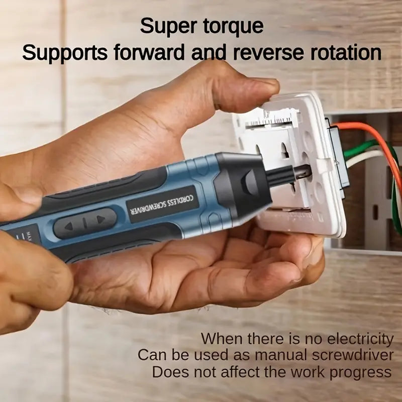 20-in-1 Cordless Screwdriver Kit – USB Rechargeable, LED Work Light, 4-Speed Torque (Max 5 Nm)