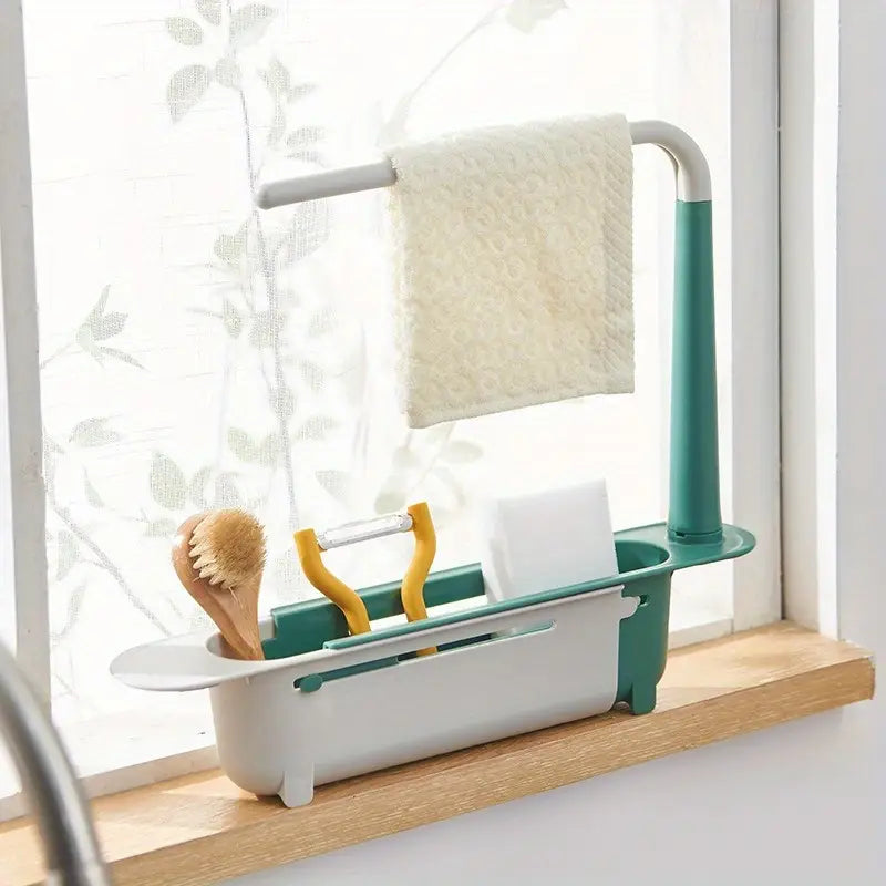 Telescopic Sink Storage Rack Kitchen Organizer Soap Sponge Holder