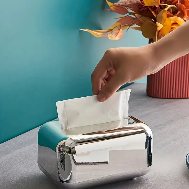 Cromado Electroplated Tissue Box – Elegant Gold & Silver