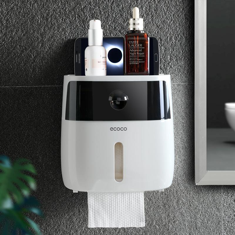 Multi-Function Toilet Paper Dispenser with Storage Shelf & No-Drill Mount