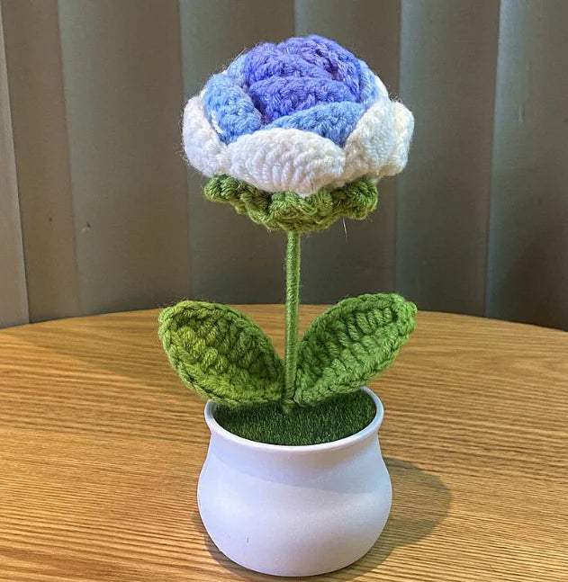 Handwoven Wool Lily & Mini Flowers Pot
