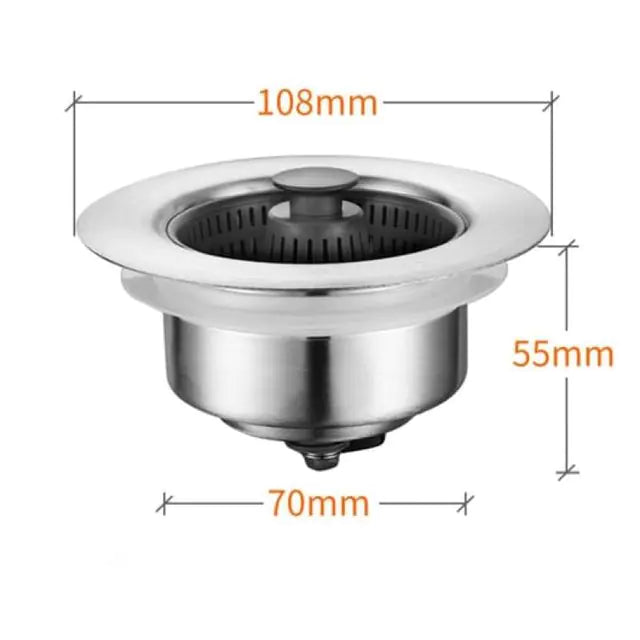 3-in-1 Stainless Steel Kitchen Sink Strainer Stopper