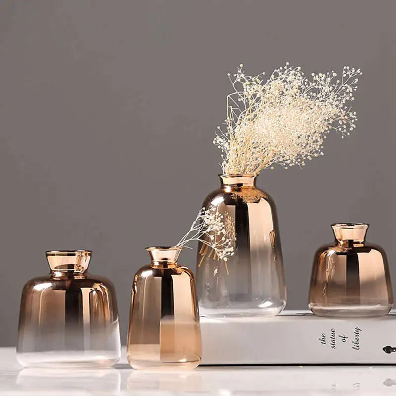 Nordic Style Gold-Trimmed Glass Vase
