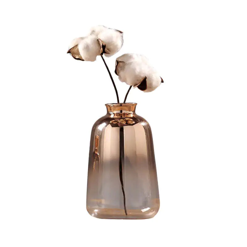 Nordic Style Gold-Trimmed Glass Vase