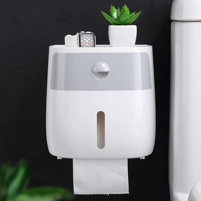 Multi-Function Toilet Paper Dispenser with Storage Shelf & No-Drill Mount