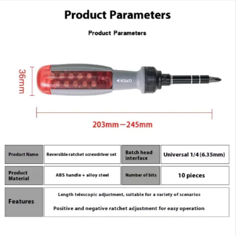 10 in 1 Multi-Angle Ratchet Screwdriver